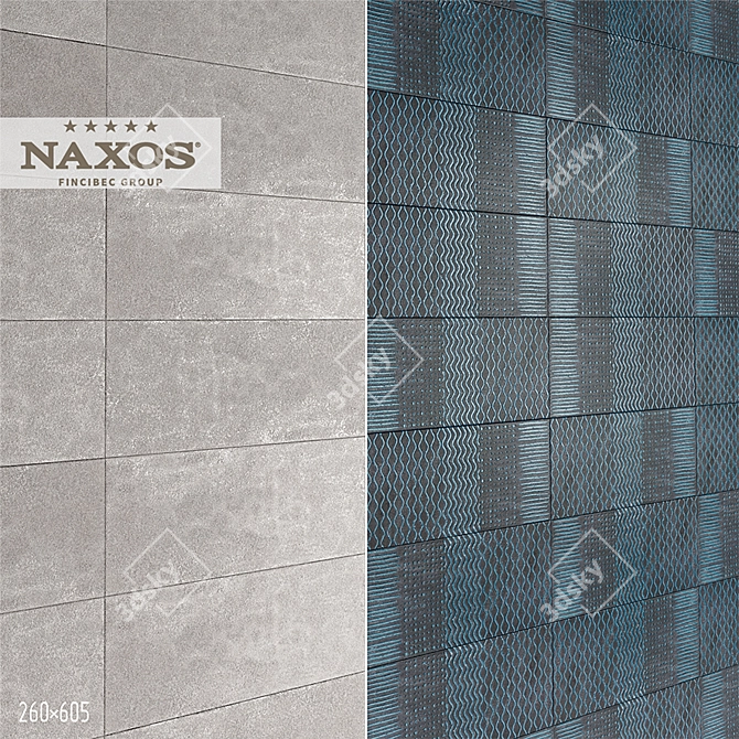 Naxos Ceramica RAKU: Silvery & Symbol-Turquoise 26x60.5cm Tiles 3D model image 1
