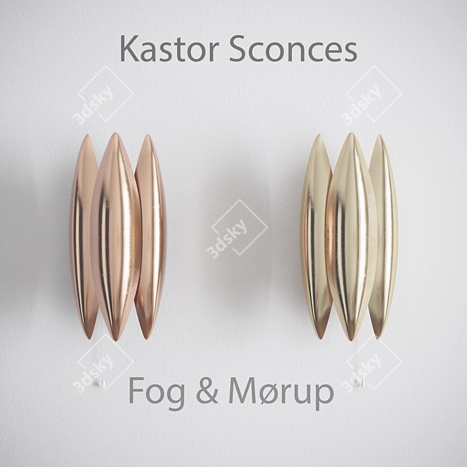 Vintage Danish Kastor Brass Sconces 3D model image 1