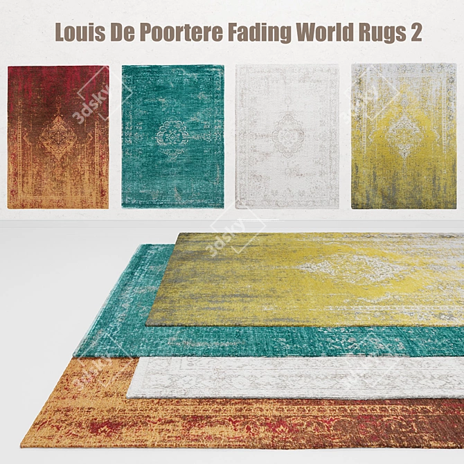 Louis De Poortere Fading World Rugs: Exquisite Design in Vibrant Shades 3D model image 1