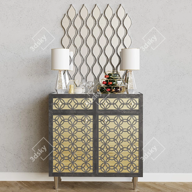 Modern Locker with Mirror: Stylish and Functional 3D model image 1