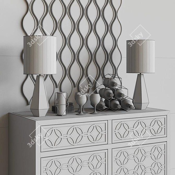 Modern Locker with Mirror: Stylish and Functional 3D model image 3