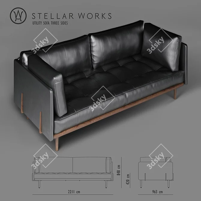 Versatile Comfort: Stellar Works Utility Sofa 3D model image 2