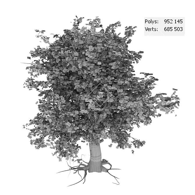 Autumn Oak Tree 3D model image 3