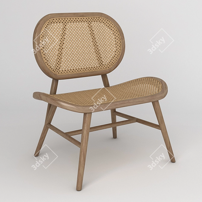 Stylish Rattan Lounge Chair 3D model image 1