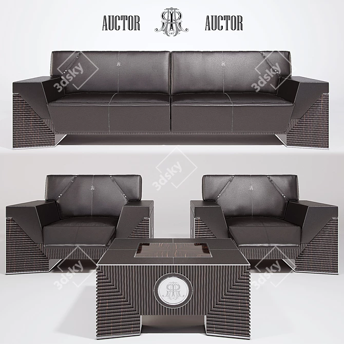 Modern Sofa Armchair & Coffee Table Set 3D model image 2