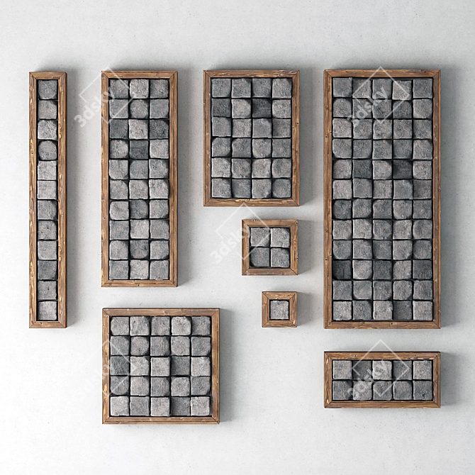 Polygon Stone Cube Panel 3D model image 1