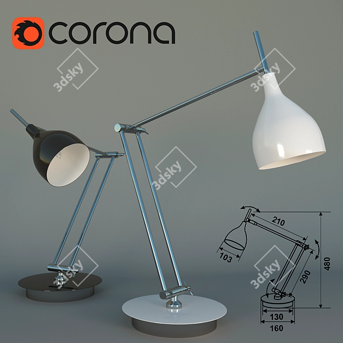 Sleek Bureaucrat BP-4 Lamp 3D model image 1