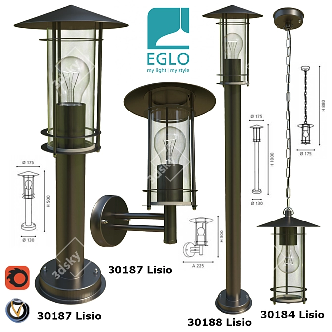 Eglo Lisio Outdoor Lighting Collection 3D model image 1