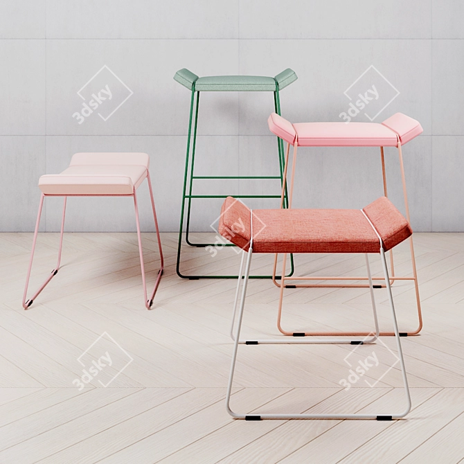 Modern Adjustable Frankie Stool 3D model image 1
