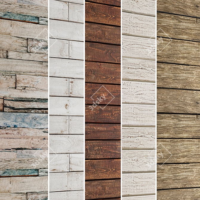 Wooden Panel Collection - 5 Pieces 3D model image 1