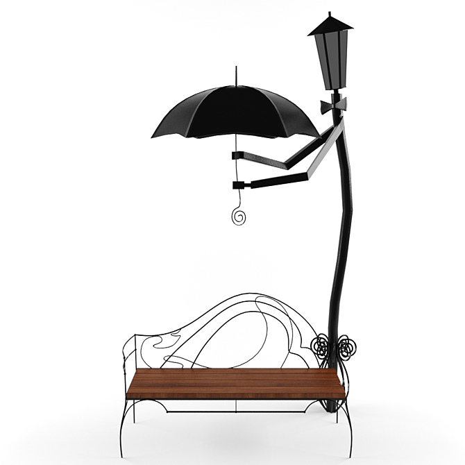 Exquisite Outdoor Bench 3D model image 1