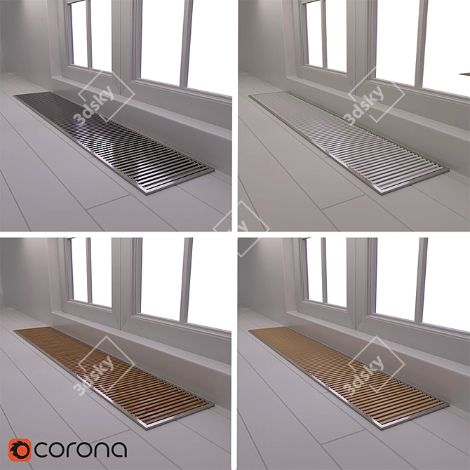 Sleek Underfloor Radiator 3D model image 1