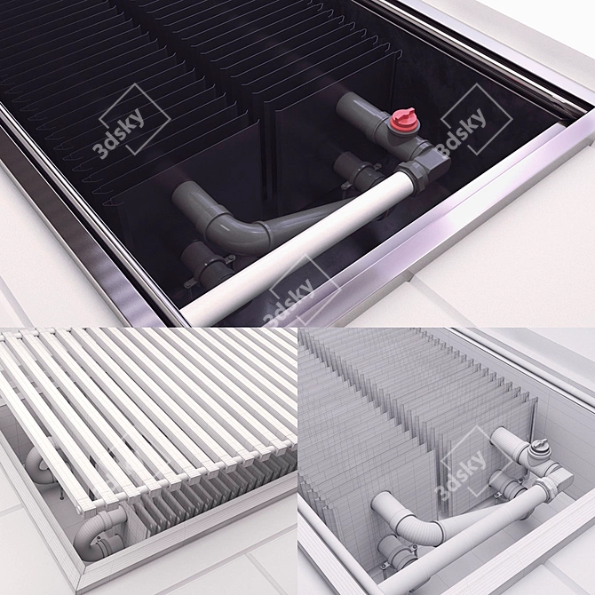 Sleek Underfloor Radiator 3D model image 2