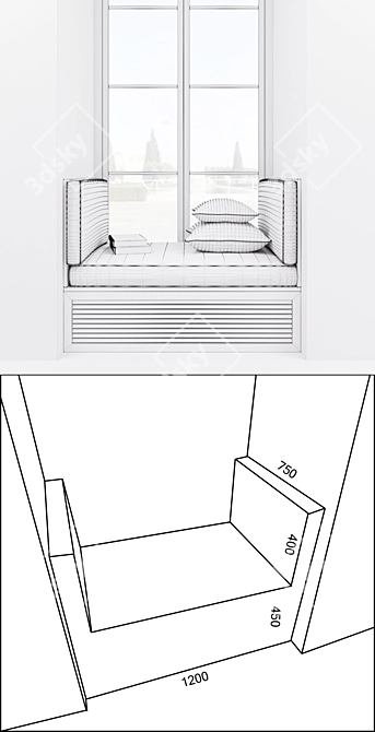 Cozy Comfort: Soft Windowsill 3D model image 3