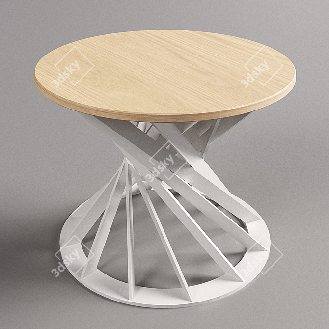 Sleek Wooden Twist Side Table 3D model image 2