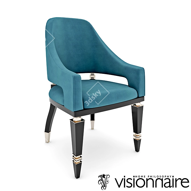 Priscilla 2 Armrest Chair: Sleek & Elegant 3D model image 1