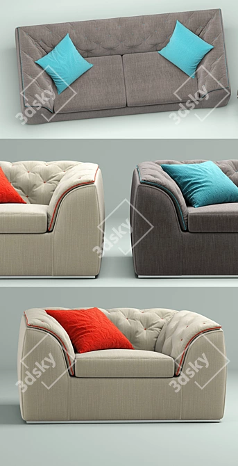 Elegant Collins Sofa 3D model image 2