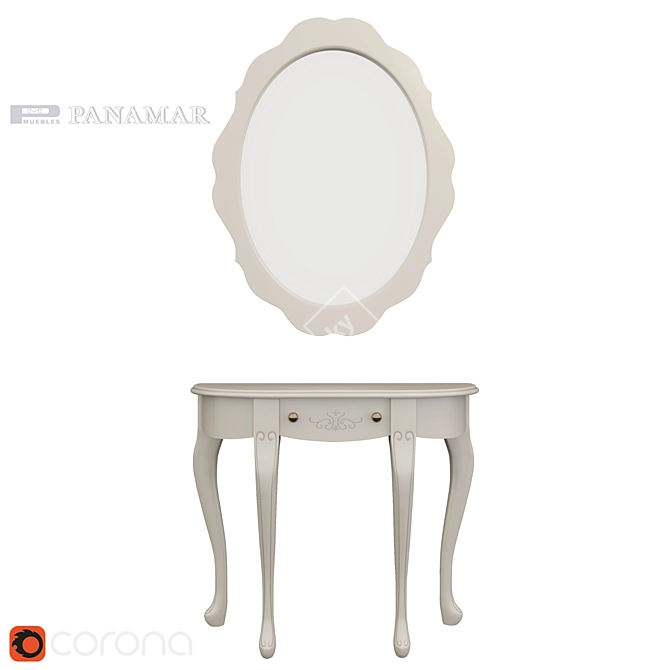 Panamar Corona Console and Mirror Set 3D model image 1