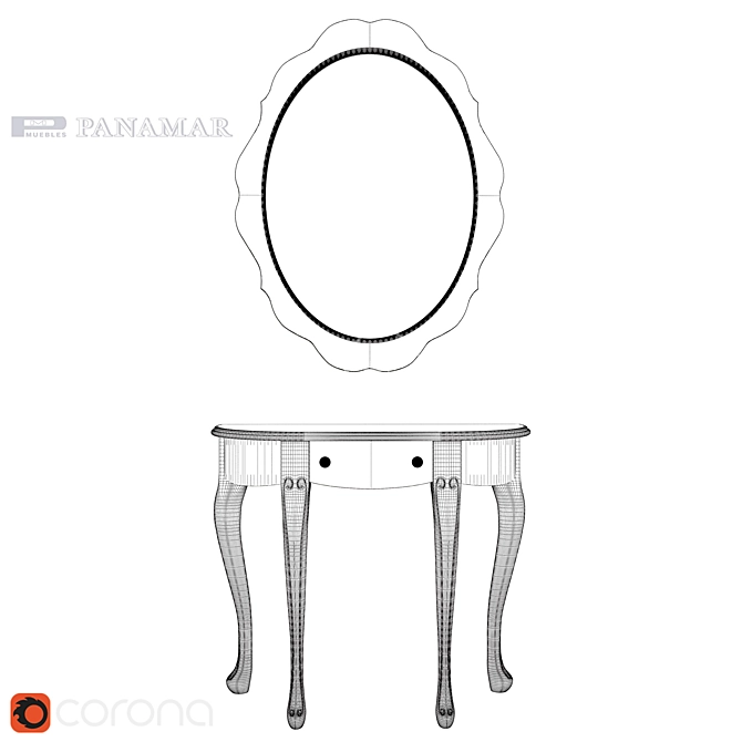 Panamar Corona Console and Mirror Set 3D model image 2