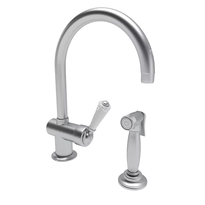 Orleans White Porcelain Kitchen Faucet 3D model image 2