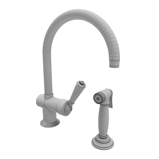 Orleans White Porcelain Kitchen Faucet 3D model image 3
