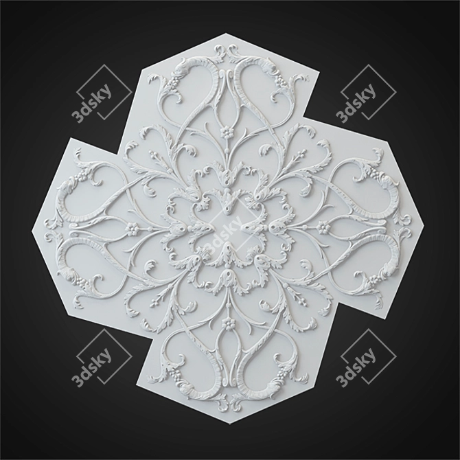 Elegant Rosette Bladed Ceiling Decor 3D model image 2