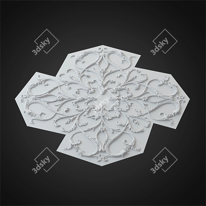 Elegant Rosette Bladed Ceiling Decor 3D model image 3