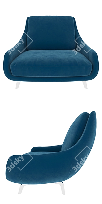 Deco Metal Armchair with Upholstered Seat 3D model image 2
