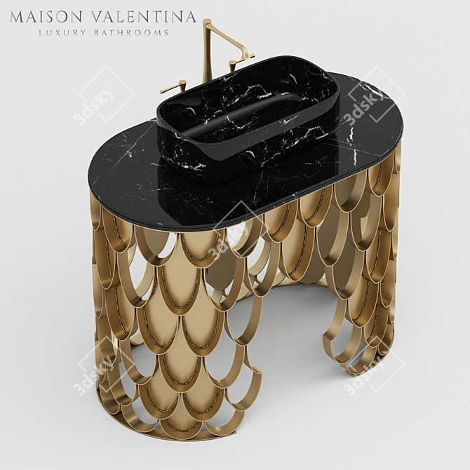 Elegant Koi Single Washbasin 3D model image 1