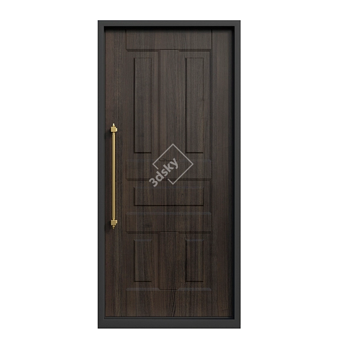 Stylish Front Door with Decorative Handle and Hammer 3D model image 2