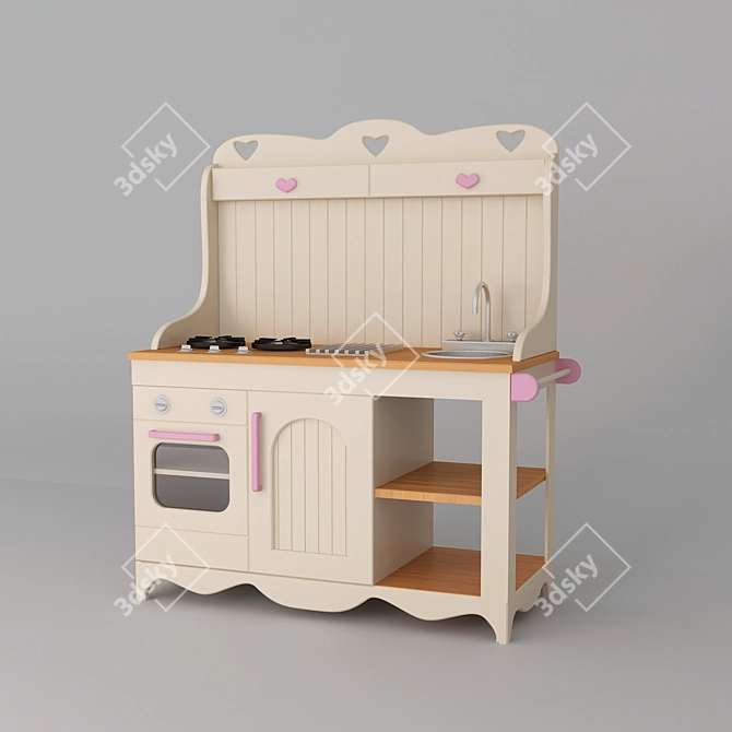 Prairie Playtime: Wooden Kitchen Fun 3D model image 1