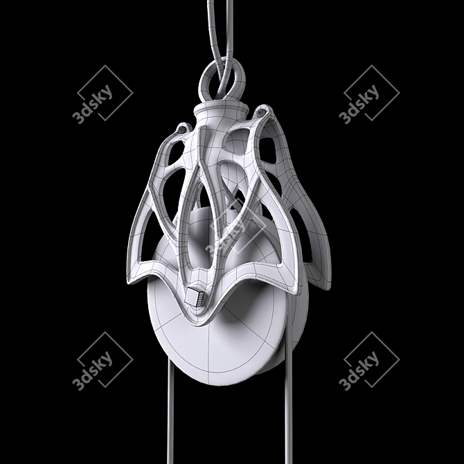 Title: Vintage Barn Pulley Pendant 3D model image 3