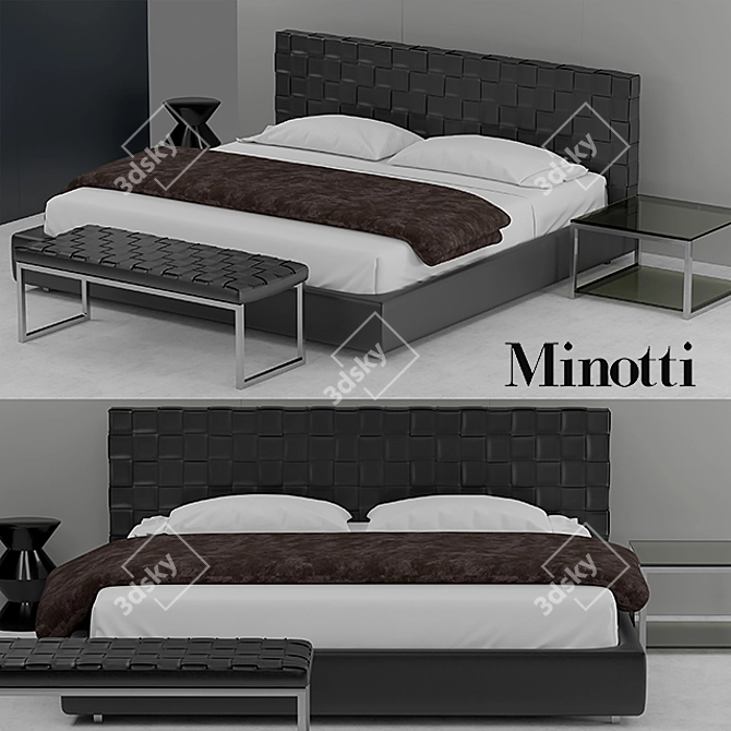 Minimalist Minotti Bartlett Bed 3D model image 1