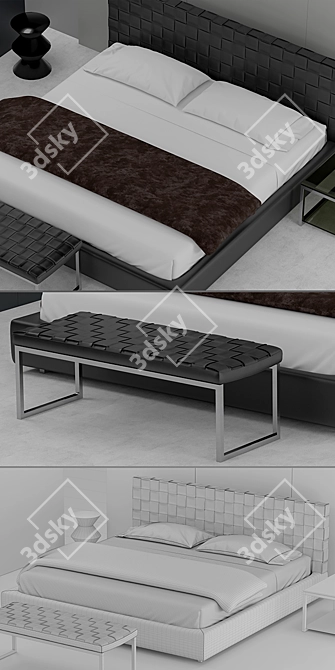 Minimalist Minotti Bartlett Bed 3D model image 2