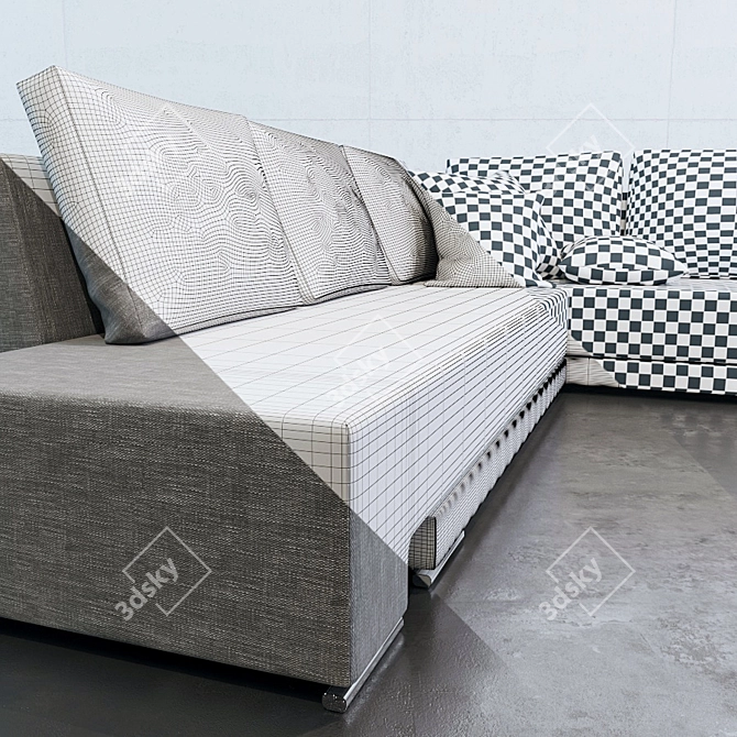 Vento Corner Sofa Bed: Stylish Transformation & Functional Design 3D model image 3