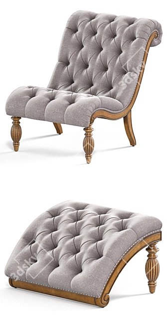 Elegant Bellagio Chaise Lounge Set 3D model image 2