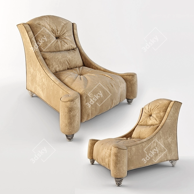 Elegant Velvet Armchair 3D model image 1