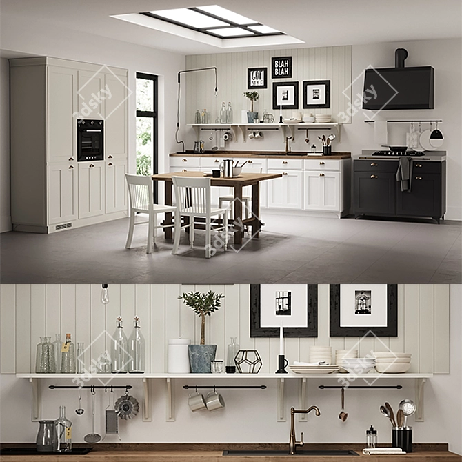 Scavolini Favilla Kitchen with Smeg Equipment 3D model image 1