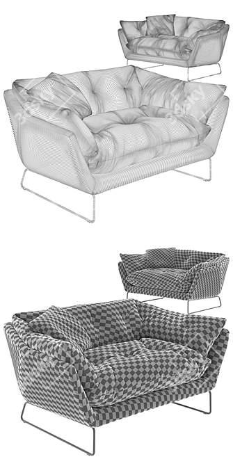 Saba Italia New York Suite Sofa: Stylish Comfort for Urban Living 3D model image 3