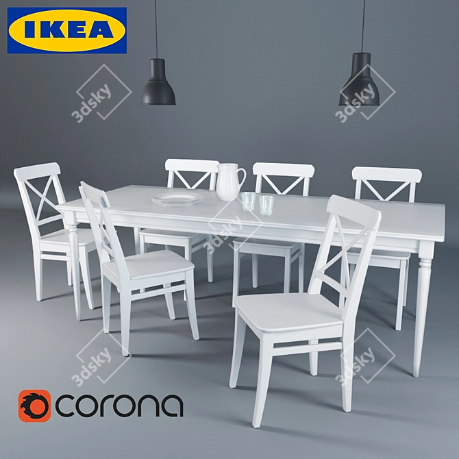 Modern Living Room Set | IKEA Collection 3D model image 1