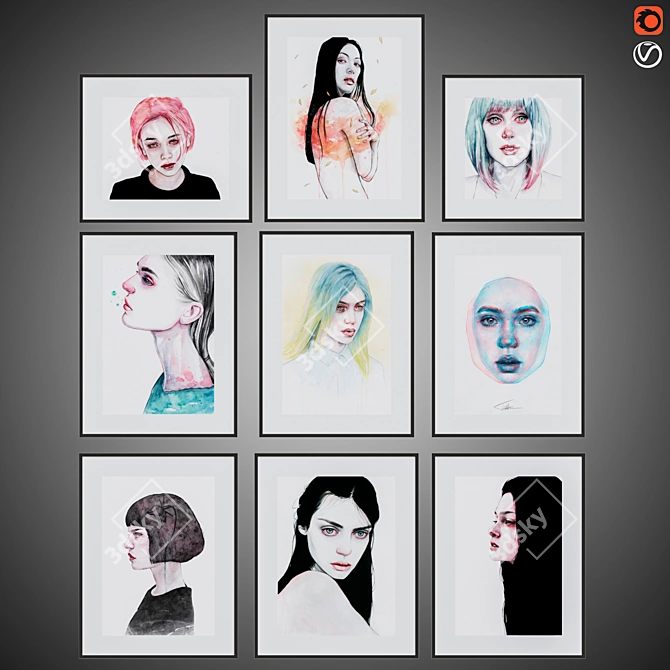  Modern Art Poster Set by Tomasz Mrozkiewicz 3D model image 1
