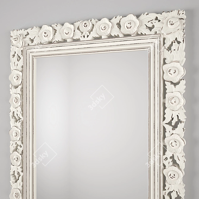 Exquisite Floral Carved Leaner Mirror 3D model image 2