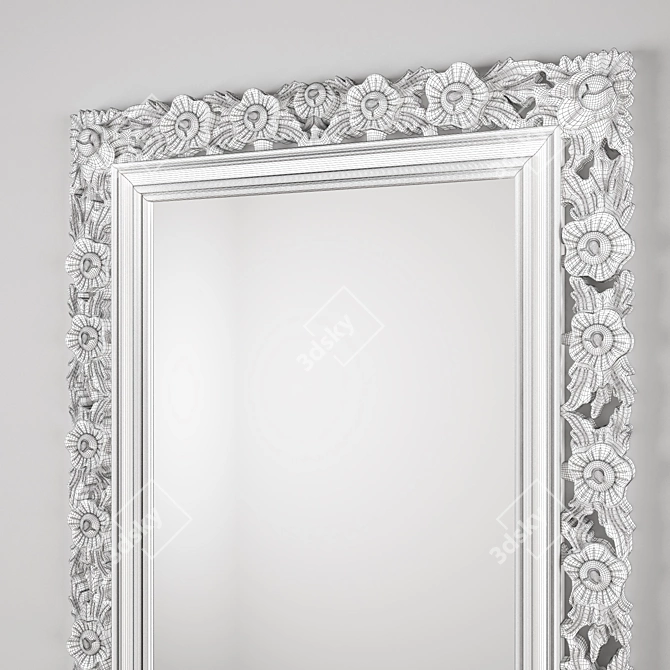 Exquisite Floral Carved Leaner Mirror 3D model image 3