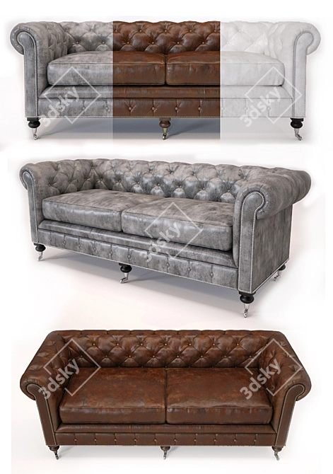 Italian Dialma Brown Sofa: Classic Elegance for Any Interior 3D model image 2