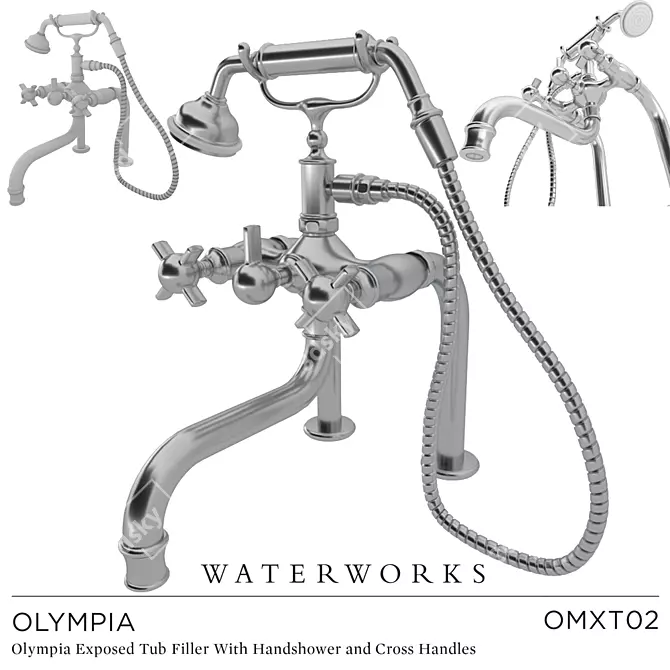 Olympia Shower Set with Cross Handles 3D model image 1