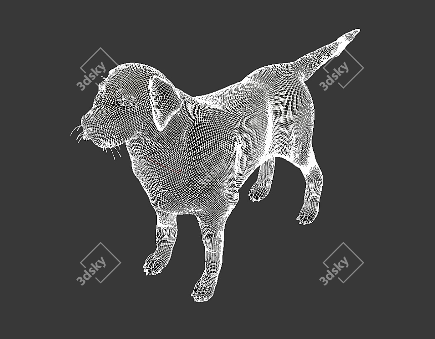 Adorable Labrador Dog Sculpture 3D model image 3