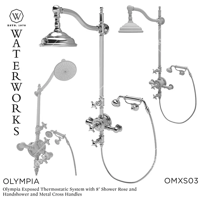 Olympia Thermostatic Shower System 3D model image 1