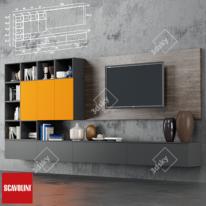 Scavolini Wall Shelf 3D model image 1