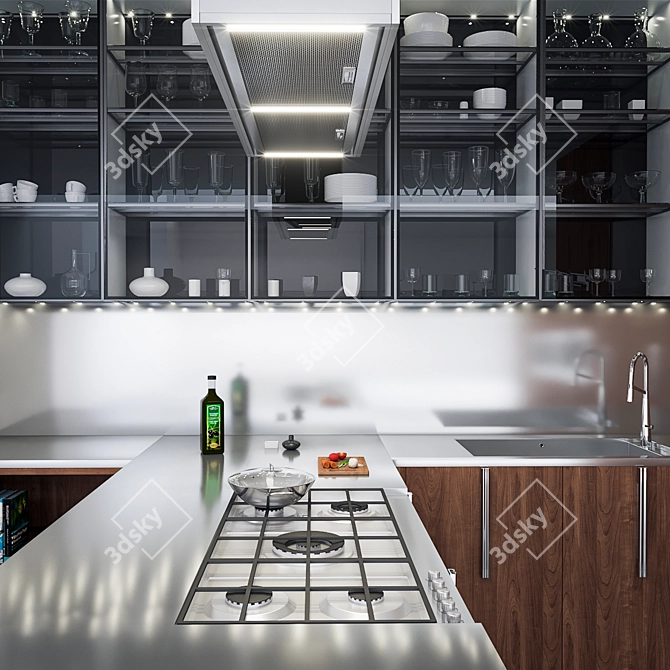 Rustic Steel Kitchen Barrique 3D model image 2