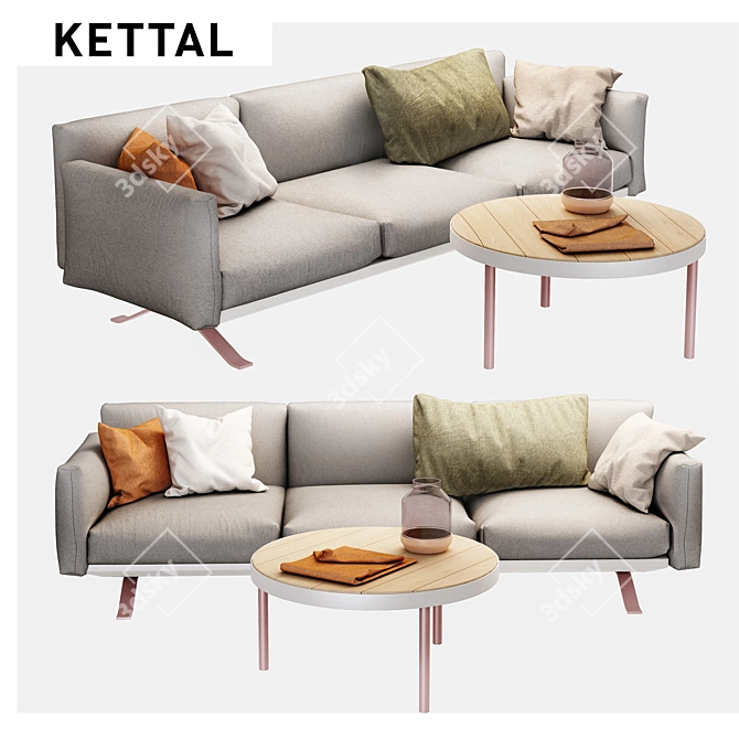 Modern Comfort: KETTAL Boma Sofa & Side Table 3D model image 1